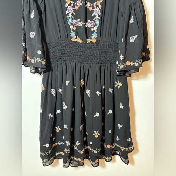 Anthropologie Maeve Anfisa Embroidered Tunic Floral Dress Size 4 Black - Picture 9 of 15